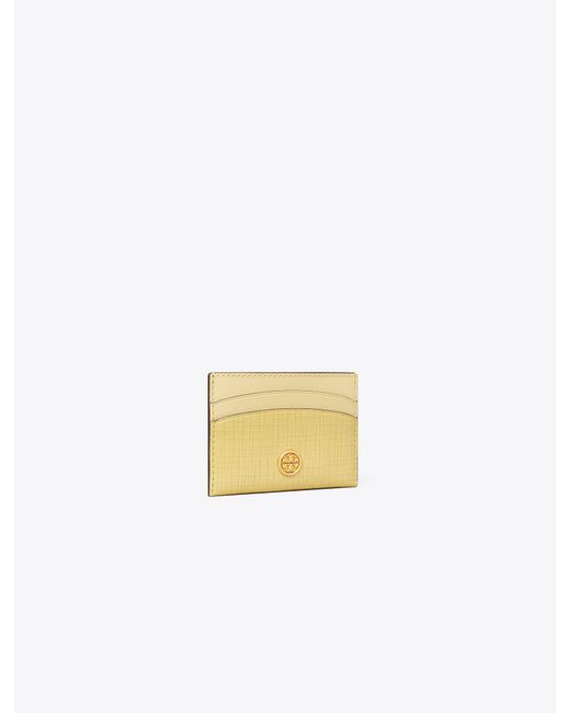 Tory Burch White Robinson Crosshatched Card Case
