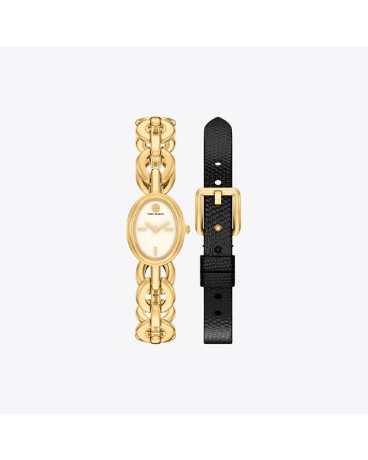 Tory Burch Metallic Small Oval Watch Gift Set, One Size