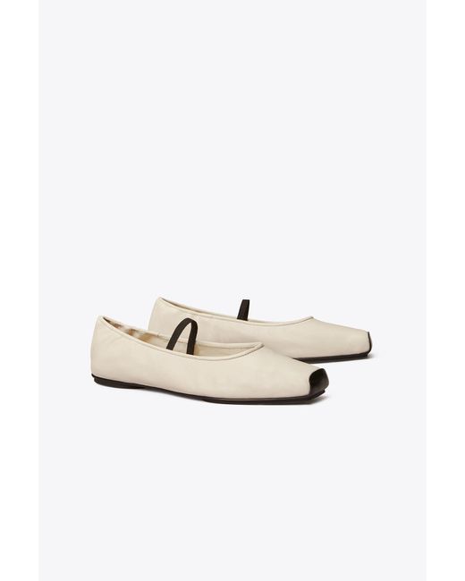 Tory Burch Leather Runway Ballet in White Lyst