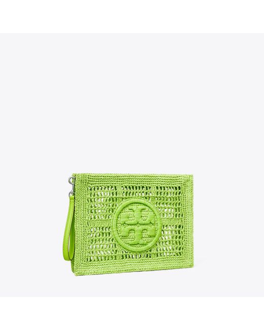 Tory Burch Green Ella Crochet Pouch