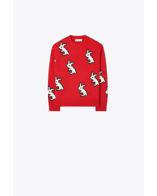 Tory Burch Red Cashmere Rabbit Sweater