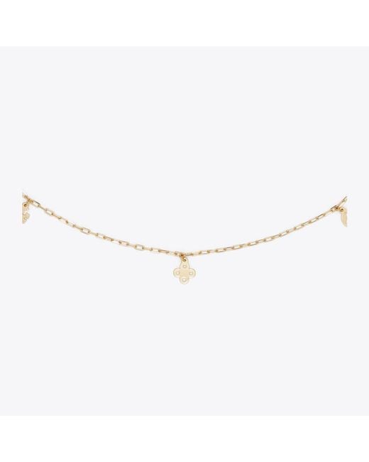 Tory Burch White Forget Me Not Charm Necklace