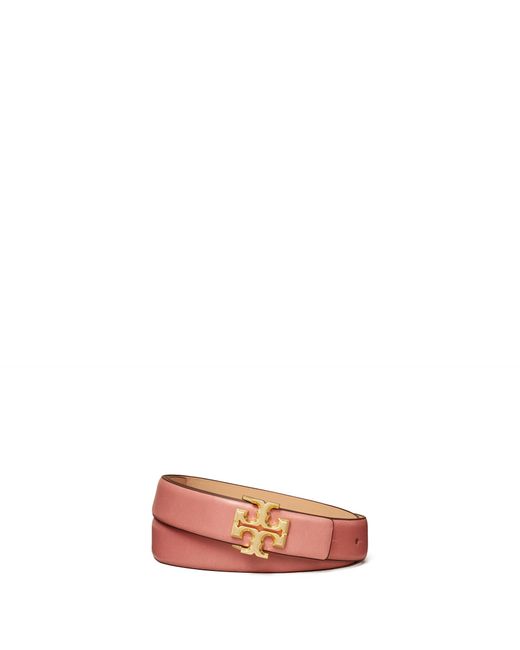 Tory Burch Pink 1" Kira Glazed Logo Belt