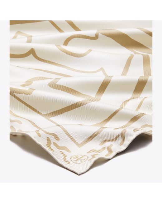 Tory Burch Natural Trocadero Horses Silk Square Scarf