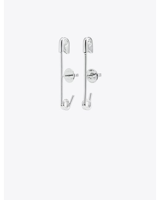 Tory Burch White Small Safety Pin Earring
