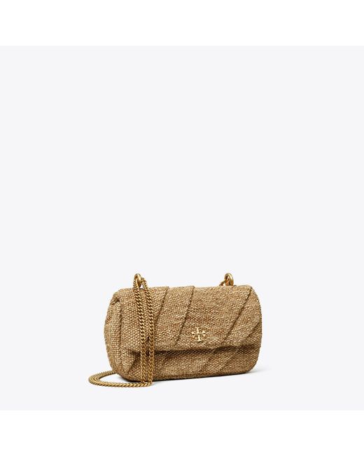 Tory Burch Natural Mini Kira Draped Raffia Flap Bag