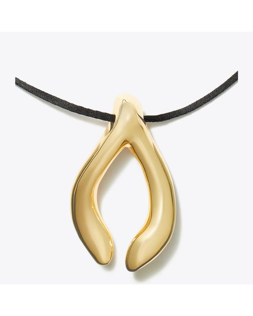 Tory Burch Metallic Wishbone Pendant