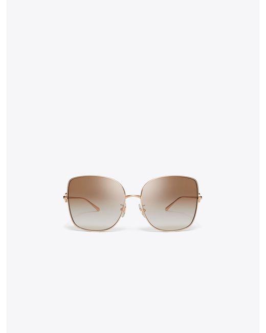 Tory Burch White Miller Oversized Metal Butterfly Sunglasses