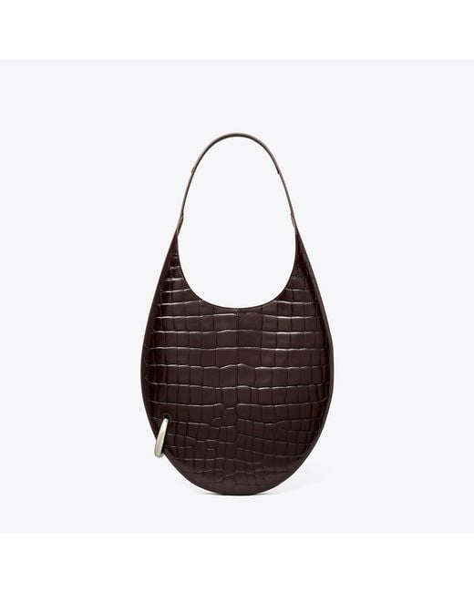 Tory Burch Black Pierced Croc-Embossed Bag, One Size