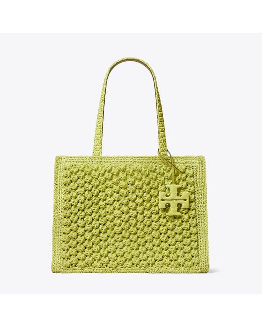 Tory Burch Green Small Ella Hand-Crocheted Popcorn Tote
