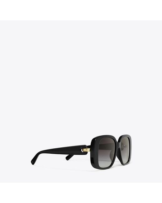 Tory Burch Gray Pierced Oversized Square Sunglasses, One Size