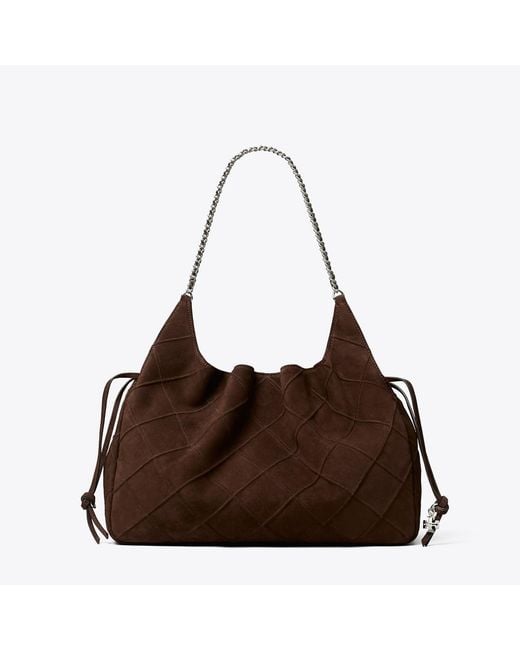 Tory Burch Brown Large Fleming Suede Tote