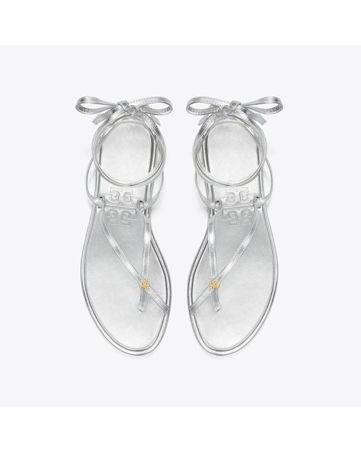 Tory Burch White Capri Ankle Wrap Sandal