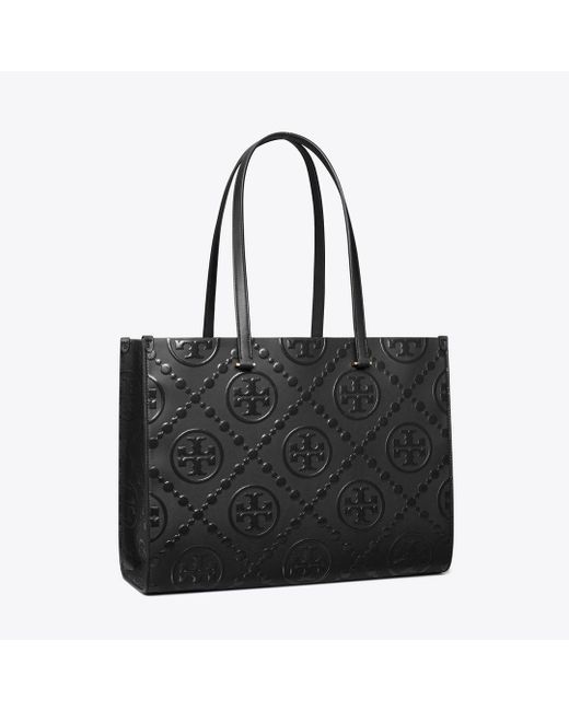 Tory Burch Black T Monogram Embossed Tote