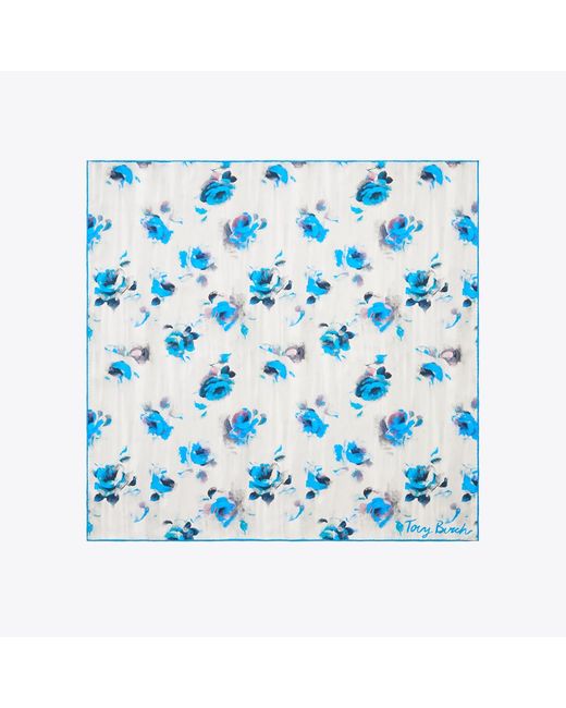 Tory Burch Blue Roses Neckerchief, One Size