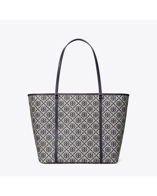 Tory Burch Gray T Monogram Zip Tote, One Size