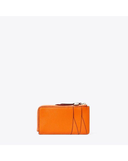 Tory Burch Orange Romy Zip Card Case