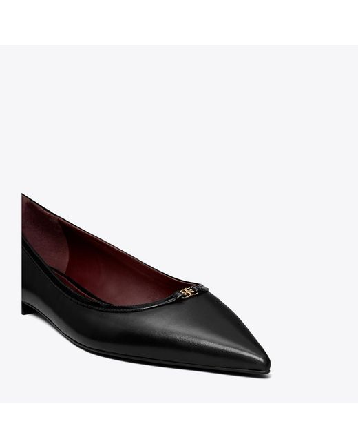 Tory Burch Black Double T Buckle Flat