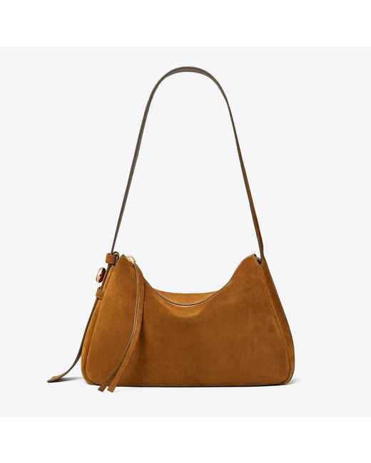 Tory Burch Brown Romy Suede Shoulder Bag, One Size
