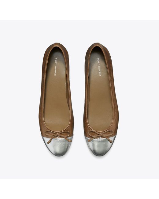 Tory Burch Brown Cap-Toe Ballet