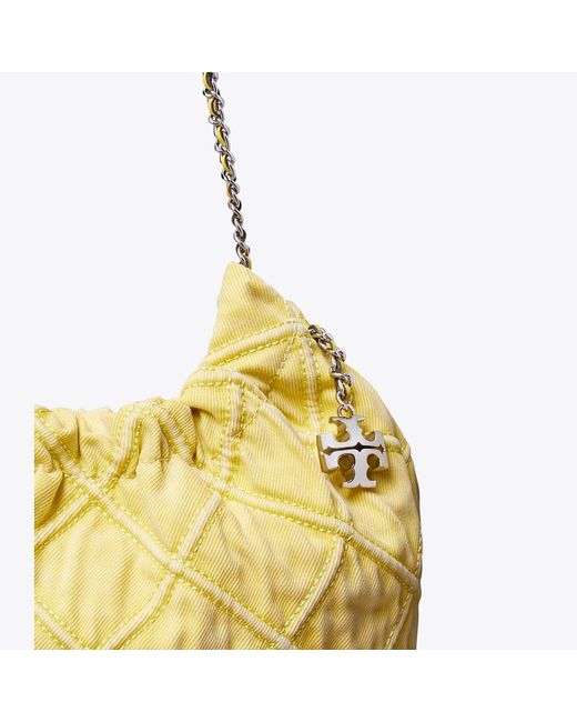 Tory Burch Metallic Mini Fleming Soft Denim Hobo Bag