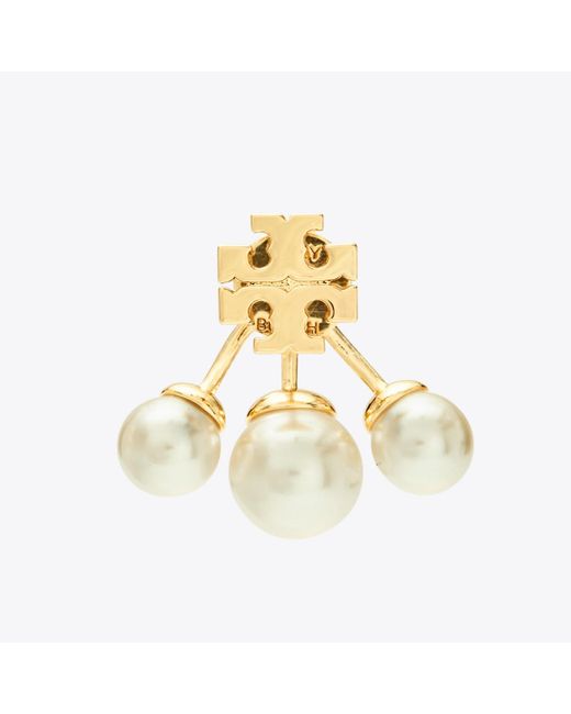 Tory Burch Metallic Moondance Pearl Front-Back Earrings