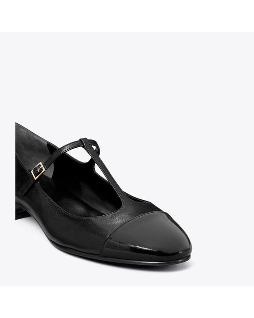 Tory Burch Black Cap-Toe T-Strap Ballet