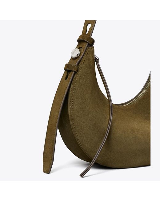 Tory Burch Green Romy Suede Half Moon Bag