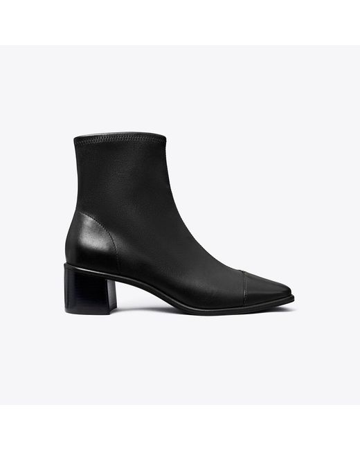 Tory Burch Black Cap-Toe Low-Heel Ankle Boot