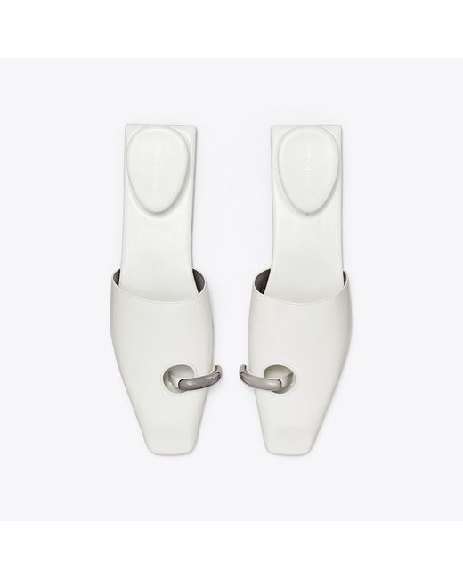 Tory Burch White Pierced Mule