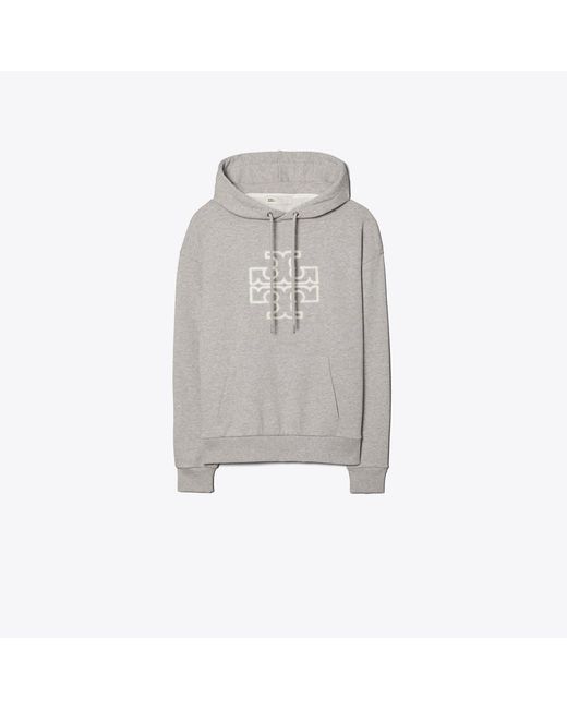 Tory Burch Gray Heavy French Terry Logo Hoodie
