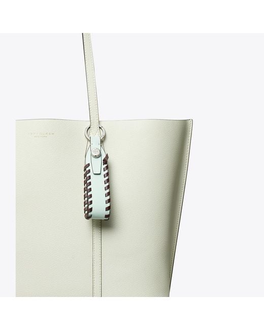Tory Burch White Leather Woven Bag Charm, One Size