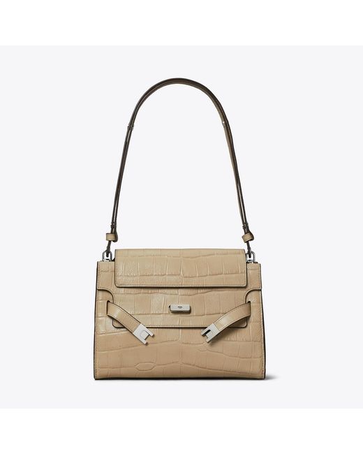 Tory Burch Natural Lee Radziwill Embossed Shoulder Bag, One Size