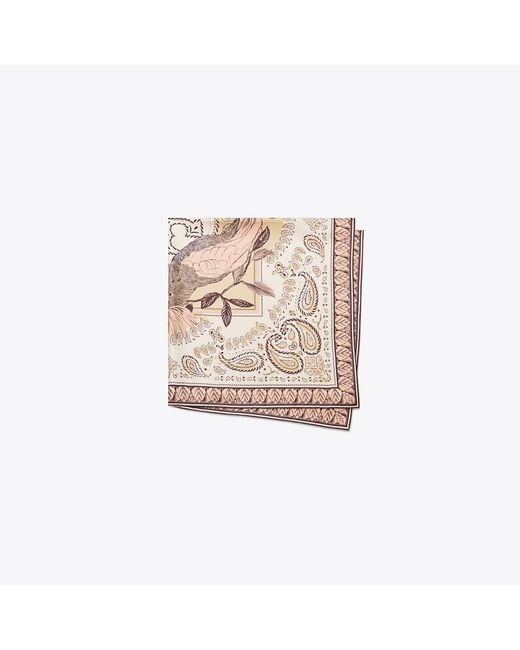 Tory Burch Metallic Cockatoo Bandana Silk Square Scarf