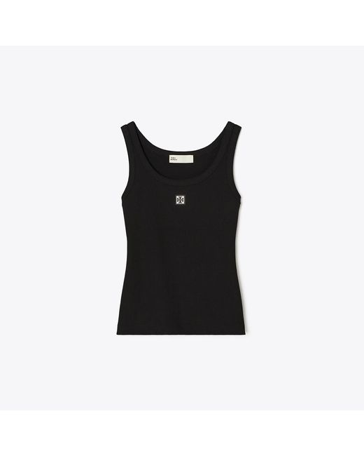 Tory Burch Black Cotton Scoop Tank