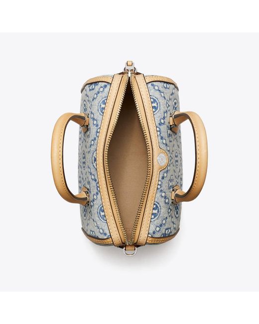 Tory Burch Blue T Monogram Denim Petite Barrel Bag
