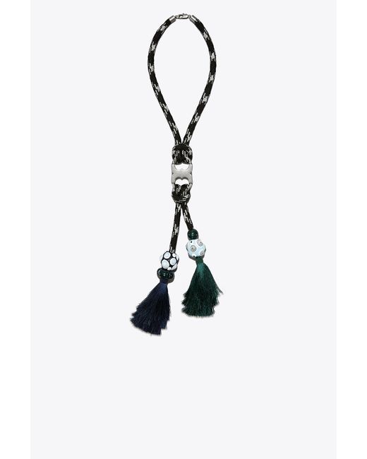 Tory Burch Blue Silk Tassel Pendant Necklace