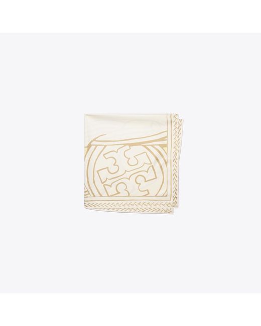Tory Burch Natural Trocadero Horses Silk Square Scarf