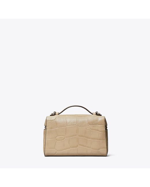 Tory Burch Natural Slim Romy Croc-Embossed Top Handle Bag, One Size
