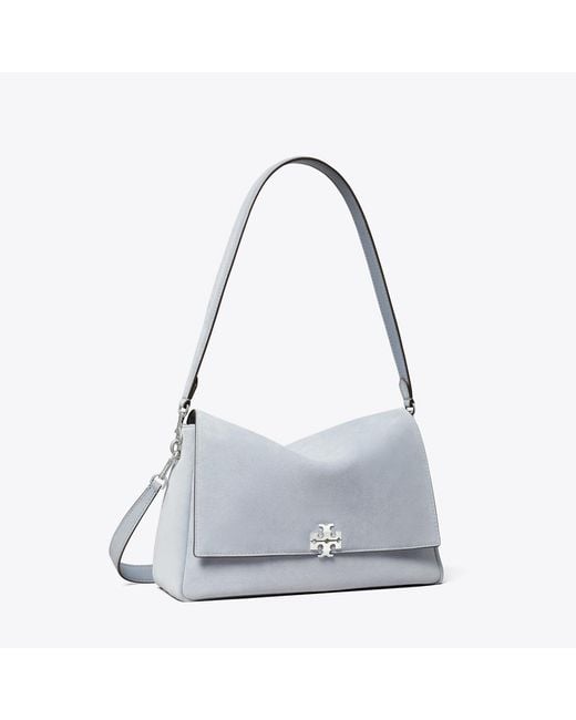 Tory Burch Gray Charlie Suede Shoulder Bag, One Size