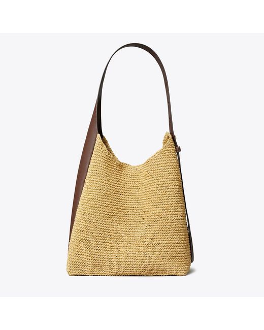 Tory Burch Natural Romy Woven Hobo Bag
