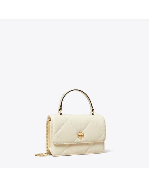 Tory Burch Natural Mini Kira Diamond Quilt Top-Handle Crossbody, One Size