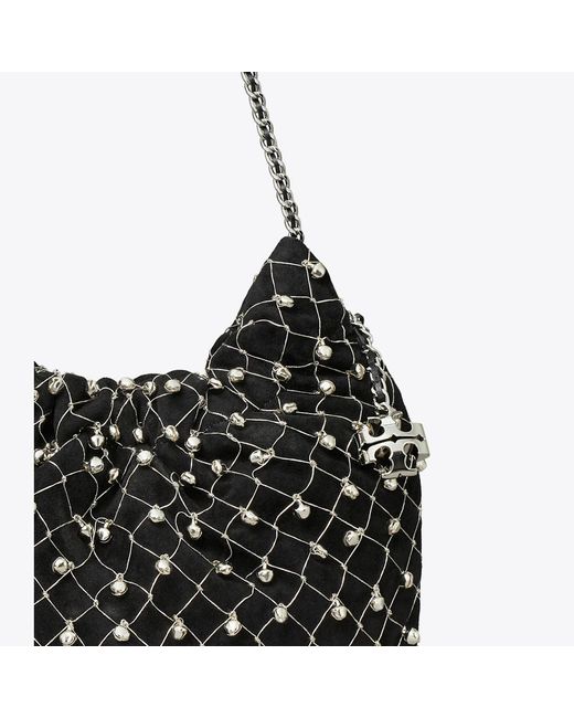 Tory Burch Black Mini Fleming Bell Hobo Bag