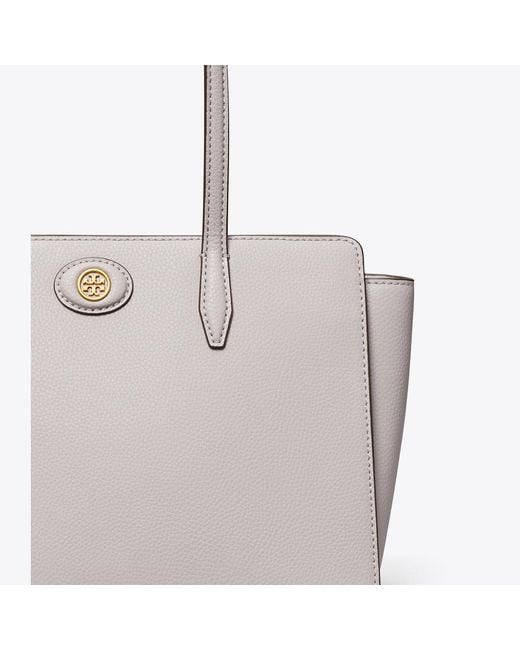 Tory Burch Gray Small Robinson Pebbled Tote, One Size