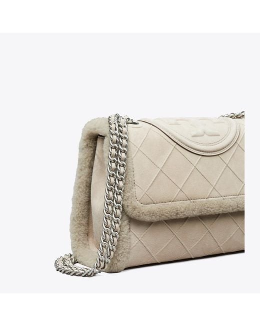 Tory Burch Natural Fleming Soft Shearling Convertible Shoulder Bag