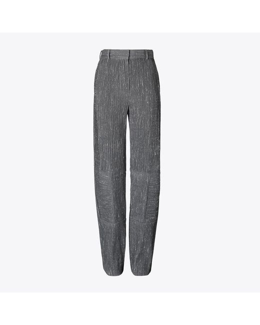 Tory Burch Gray Wide-Leg Wool Pant