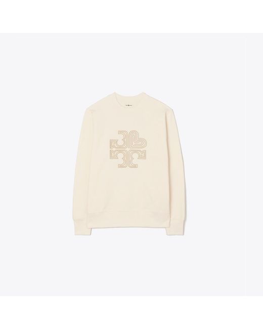 Tory Burch White Damen Rundhalspullover Aus Schwerem French Terry Mit Logo