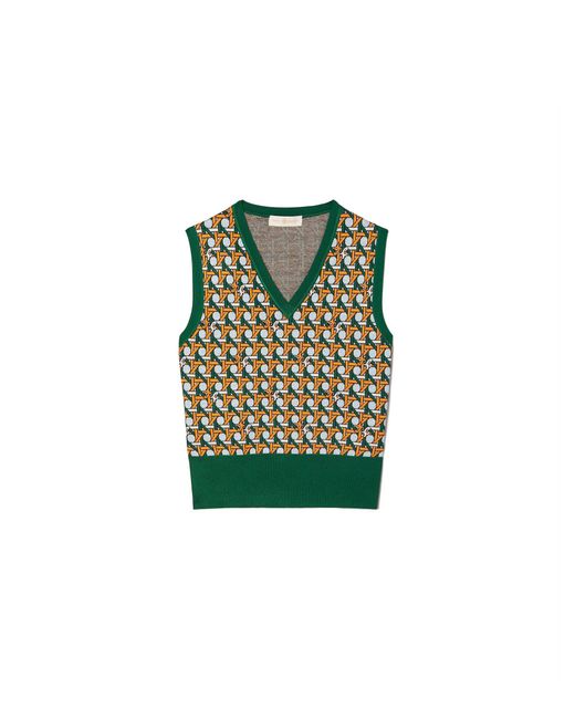 Tory Burch Multicolor Basket-weave Sweater Vest