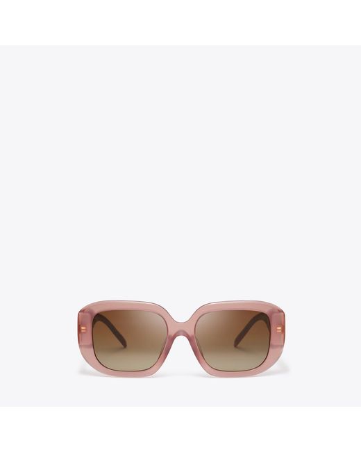 Tory Burch Pink T Monogram Geometric Sunglasses, One Size