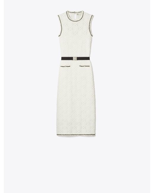 Tory Burch White Cotton Pointelle Knitted Tank Dress